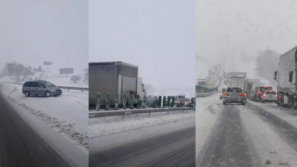 Avarija kelyje Kaunas Vilnius kelia uztvere vilkikas. Eismas paralyziuotas.