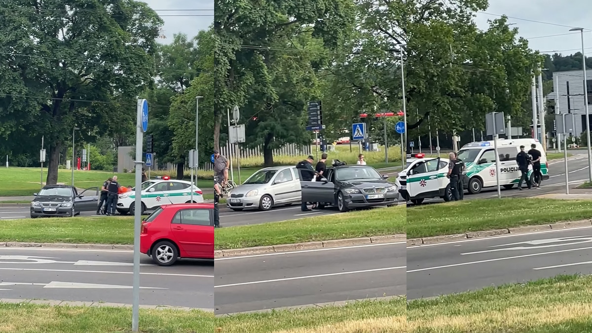 Vilniuje pareigūnai nutraukė girto BMW vairuotojo kelionę per miestą (video)