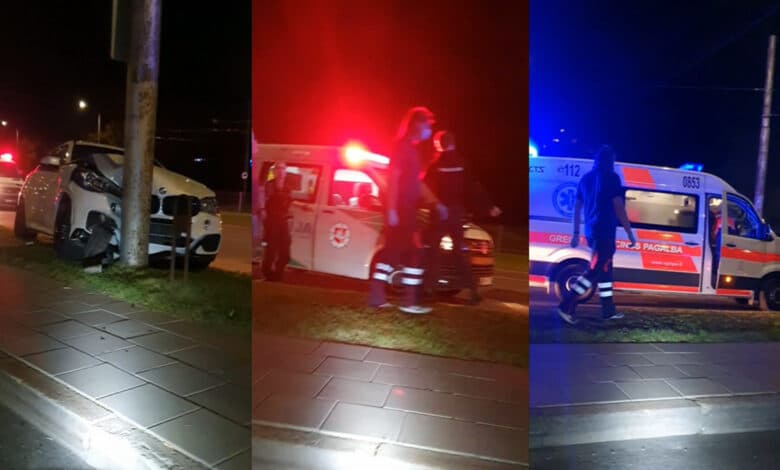 Avarija Vilniuje: BMW X6M rėžėsi į stulpą, nukentėjo žmonės