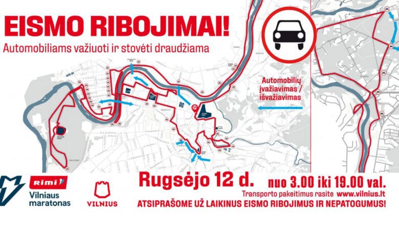 Kaip bus organizuojamas eismas „Rimi Vilniaus maratonas 2021“ metu