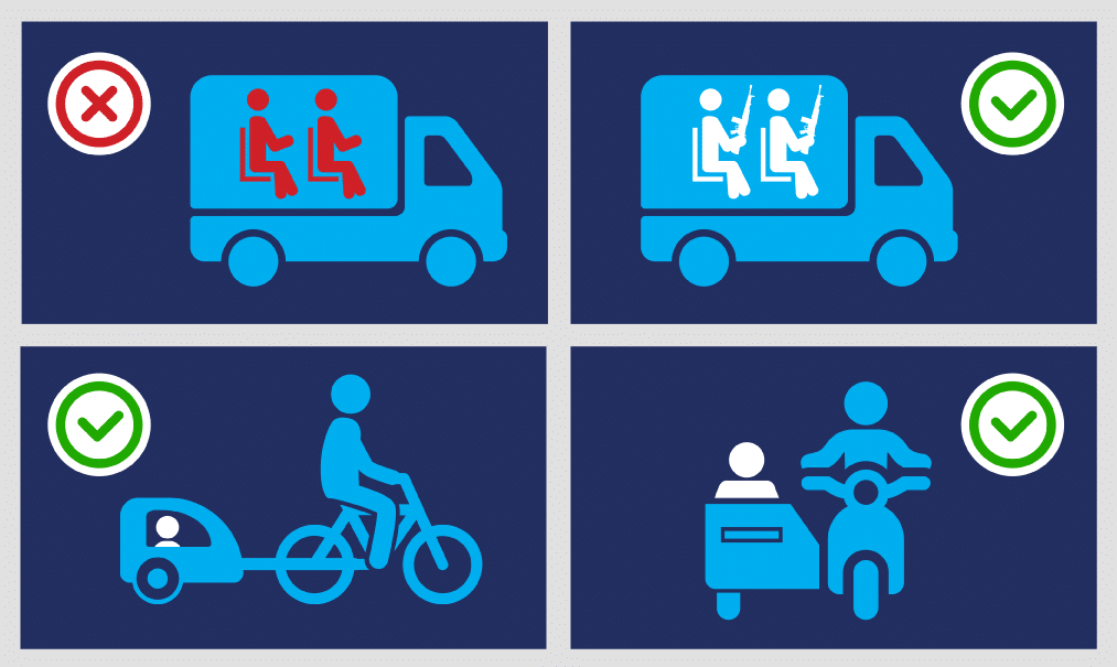 Keleivių vežimas priekabose ir draudimas vežti keleivius krovininio automobilio kėbule
