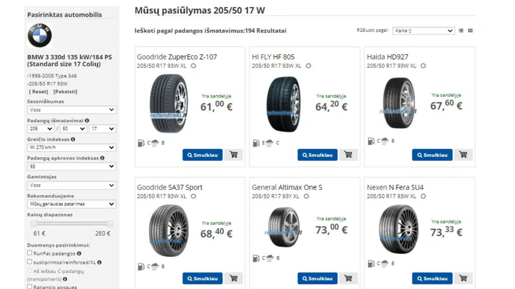 padangos internetu pigiau is reifendirekt