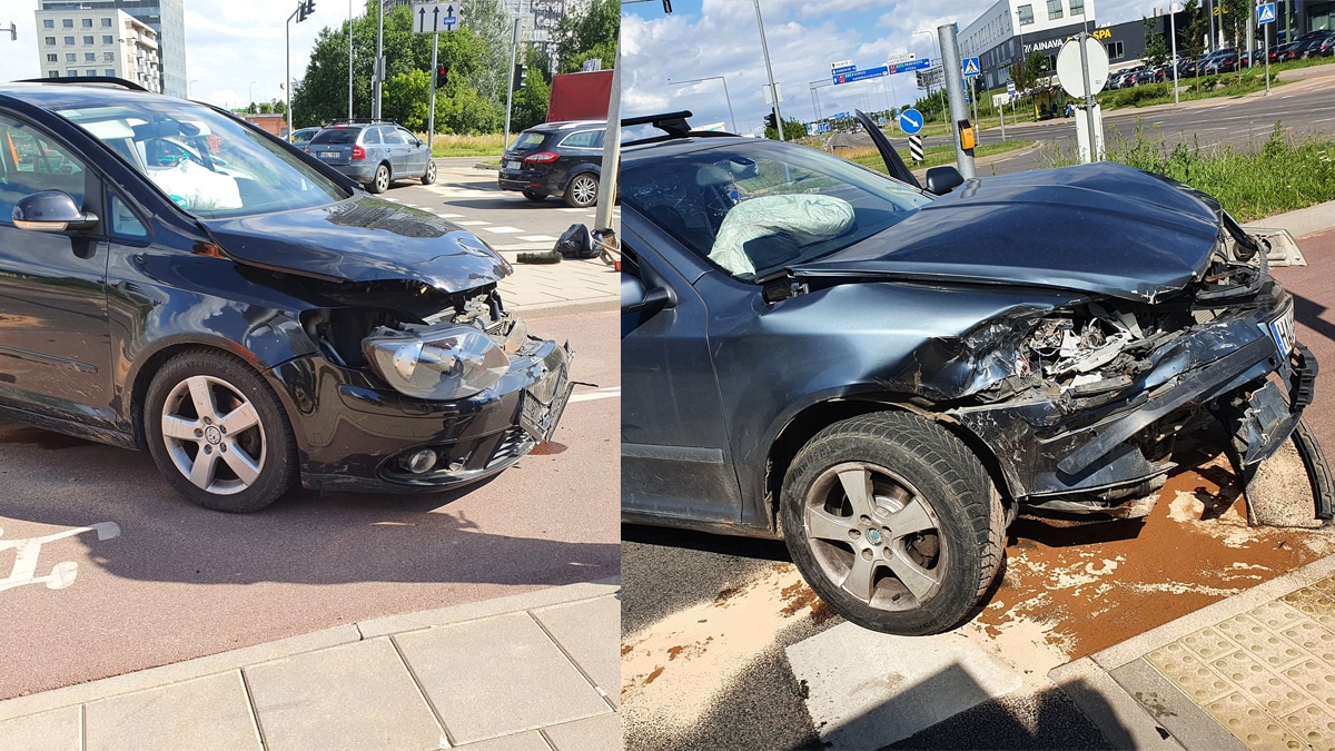 Per dviejų automobilių avariją Vilniuje nukentėjo moteris