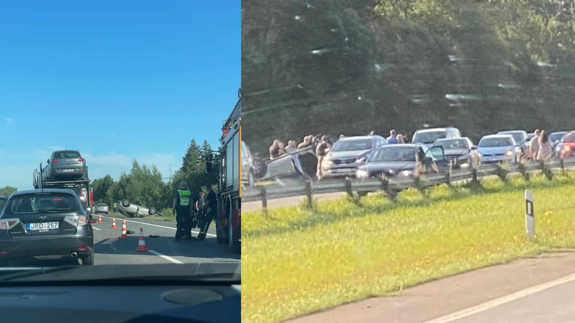 Autostradoje-prie-Kauno-dėl-avarijų-paralyžiuotas-eismas