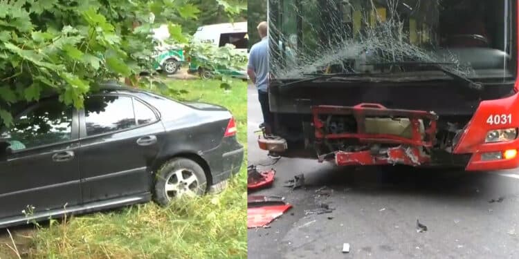 Avarija Eišiškių pl.: per susidūrimą su autobusu nukentėjo automobilio vairuotojas
