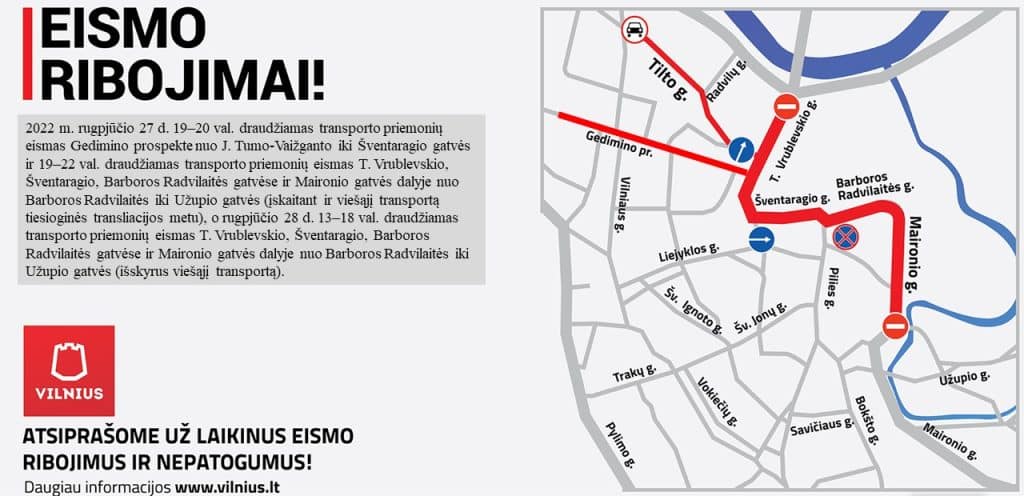 Tarptautinio karinių orkestrų festivalio metu – laikini eismo ribojimai Vilniuje