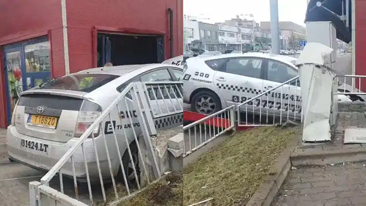 Vilniuje „Toyota Prius“ rėžėsi į parduotuvės vitriną