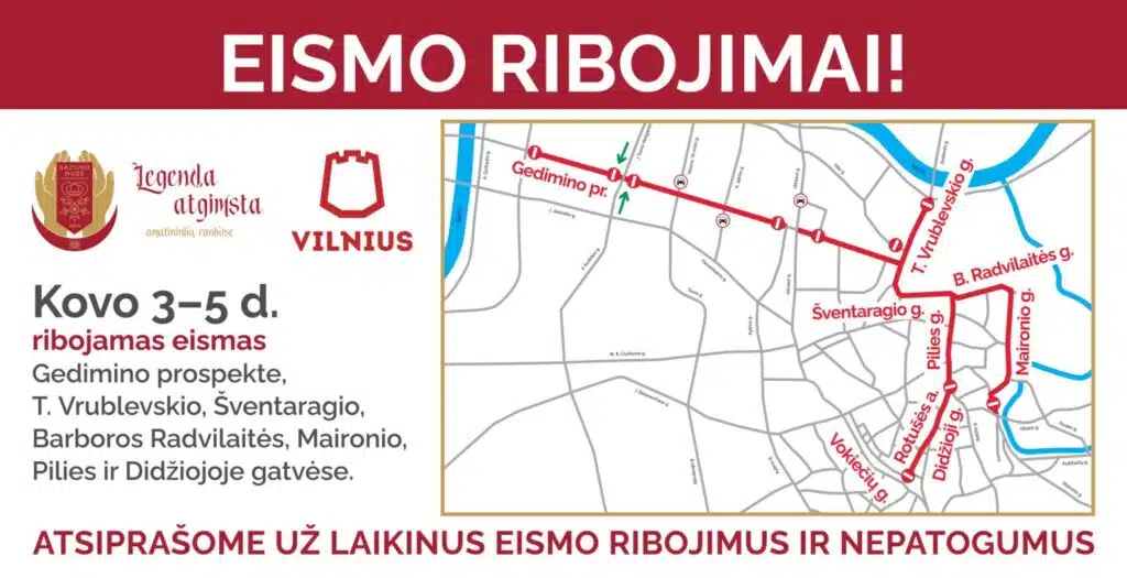 kaziuko muge vilniuje 2023 eismo ribojimai