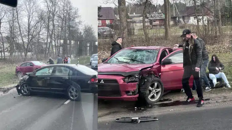 Vilniuje avarijos metu sumaitoti du automobiliai ir suzalota moteris