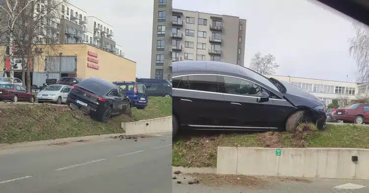 Vilniuje sugedęs ir nevaldomu tapęs elektromobilis sukėlė avariją