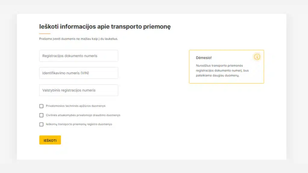 regitra vin patikra nemokamai
