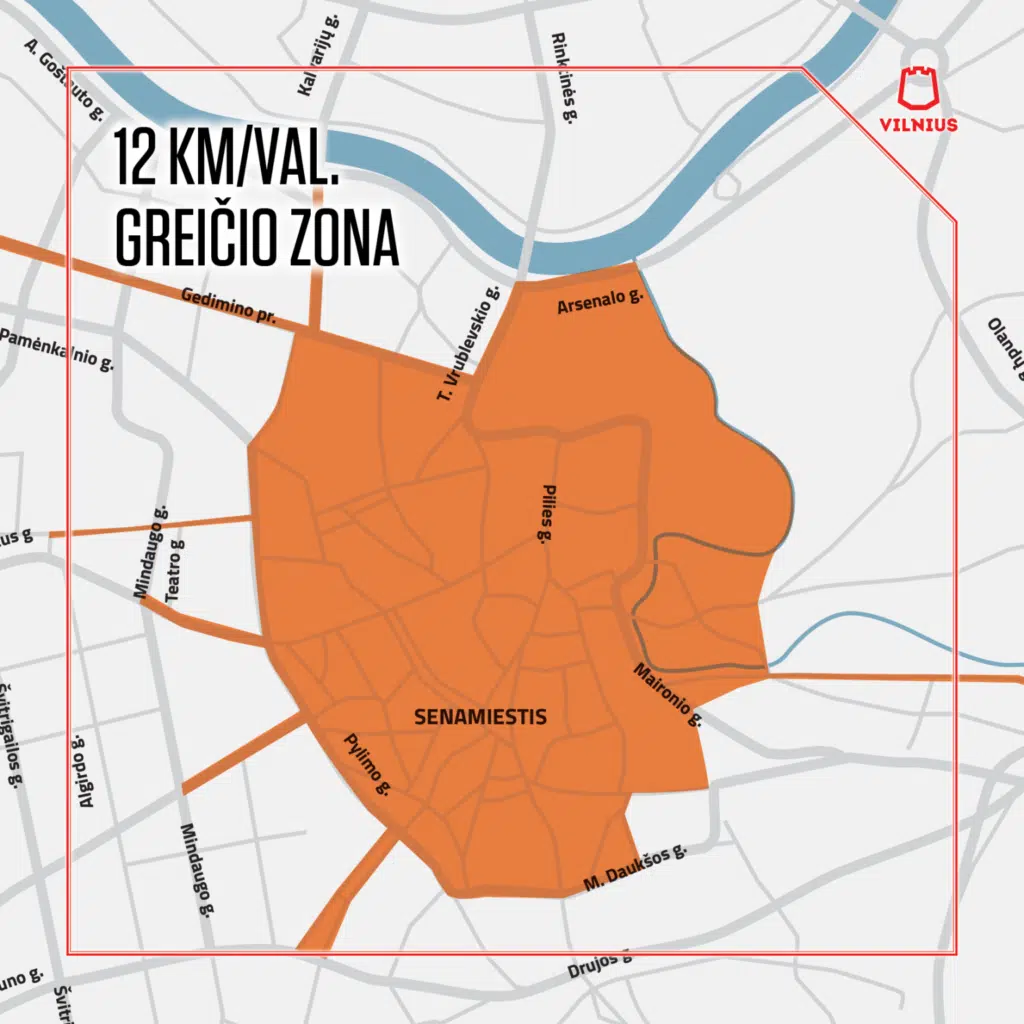12 km per valanda greicio zona