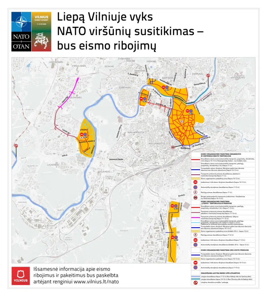 nato virsuniu susitikimas eismo ribojimai vilniuje