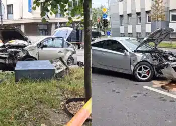 Avarija Vilniuje: susidūrė du automobiliai, vienas iš jų išlėkė iš sankryžos