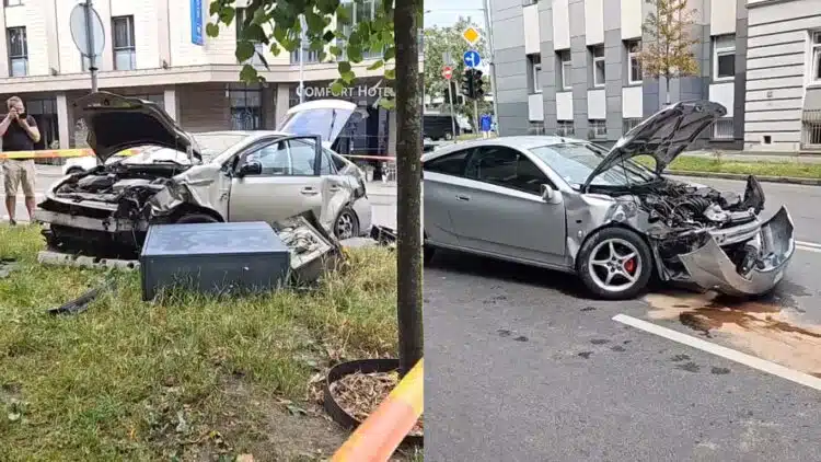 Avarija Vilniuje: susidūrė du automobiliai, vienas iš jų išlėkė iš sankryžos