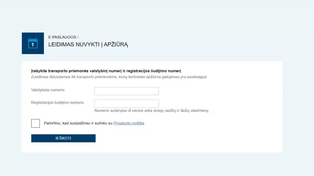 leidimas nuvykti i technine apziura