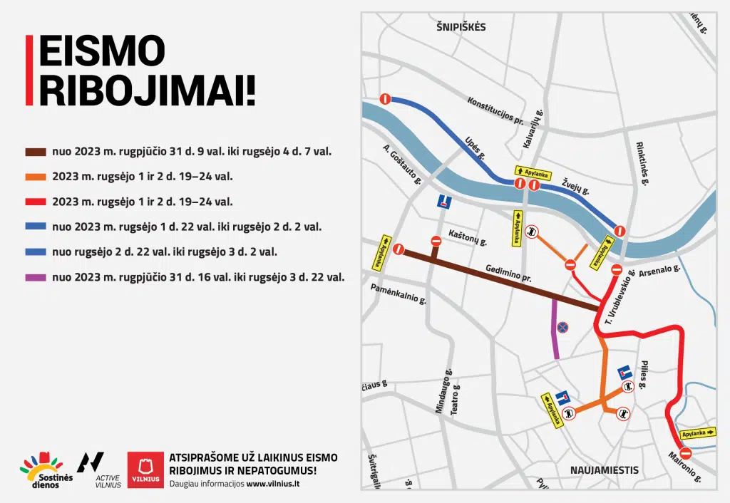 sostines dienos 2023 eismo ribojimai vilniuje