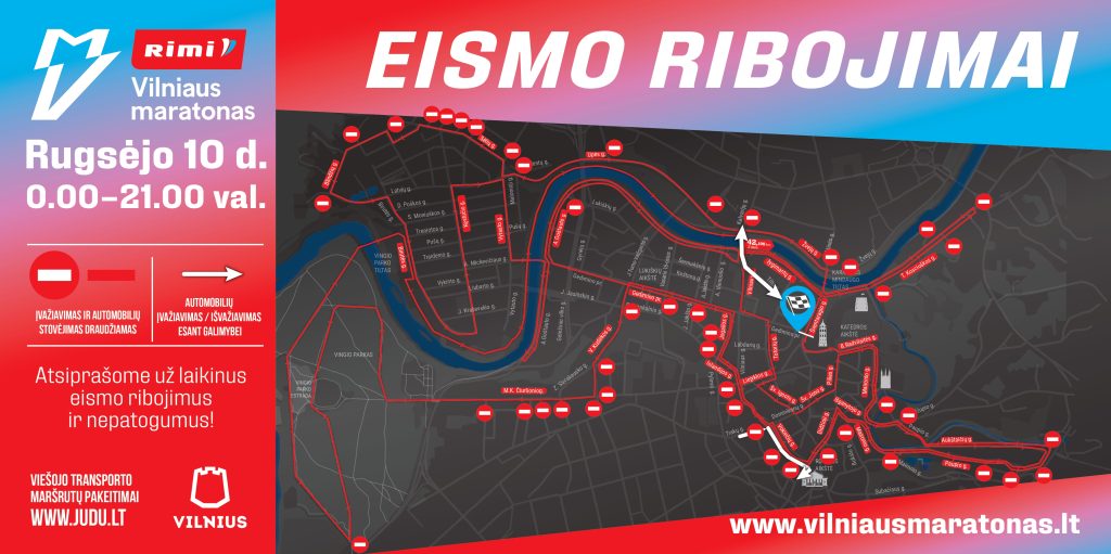 „Rimi Vilniaus maratono“ metu savaitgalį bus eismo pokyčių 2 eismo ribojimai vilniuje rimi vilniaus maratonas