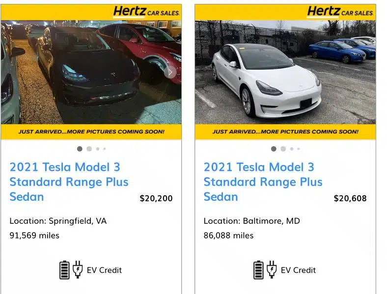 parduodamos Teslas iš Hertz nuomos imones