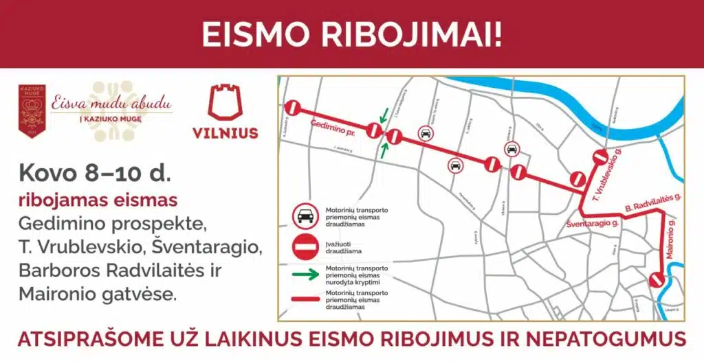 eismo ribojimai vilniuje kaziuko muge
