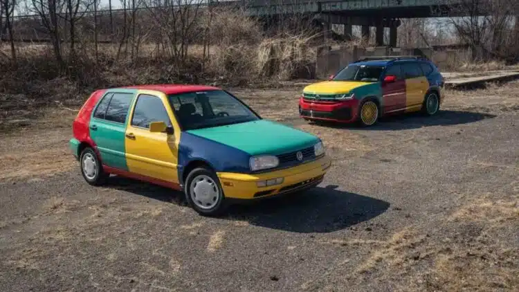 spalvotieji volkswagen arlekinai