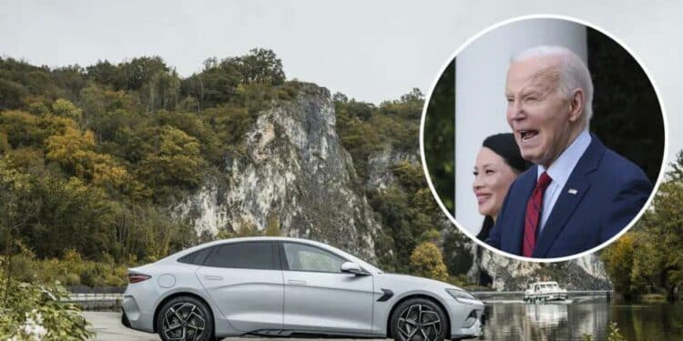 BYD Seal elektromobilis ir JAV prezidentas Joe Biden