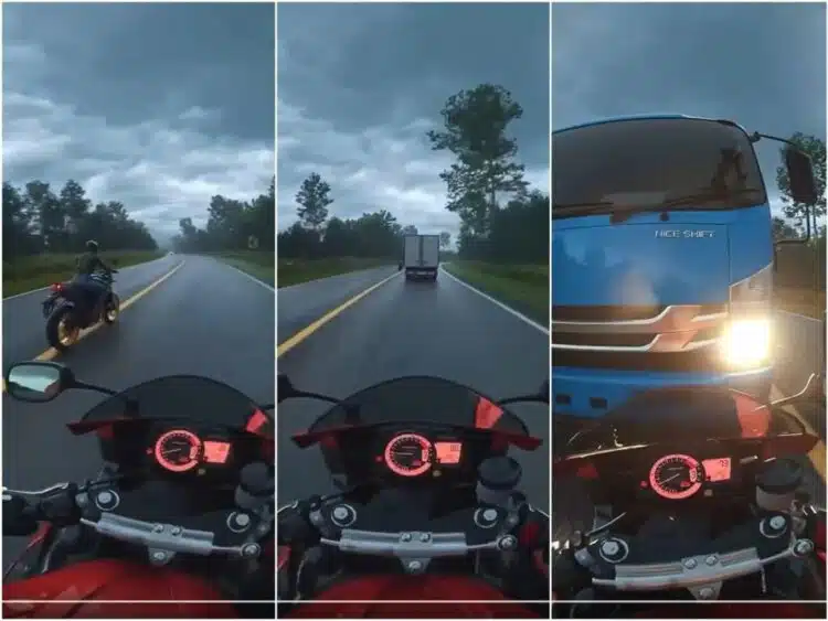 Internete plinta vaizdo įrašas, kuris gąsdina motociklininkus. Pabaigoje visi griebiasi už sėdynės