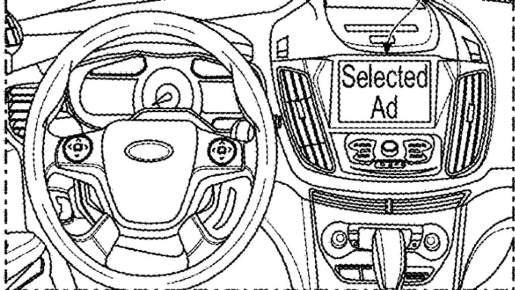 Schema paimta iš Ford patento dėl personalizuotos automobilio reklamos sistemos