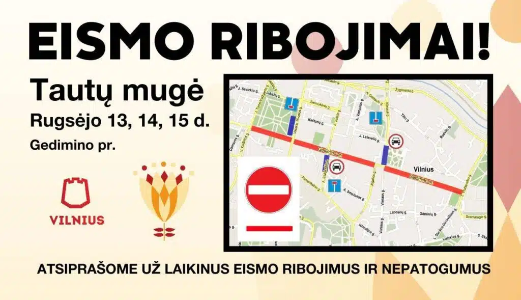 tautu muge eismo ribojimai vilniuje 2024