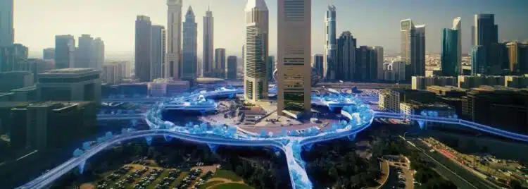 Dubajaus alėjoje bus įrengta paaukštinta pėsčiųjų tako dalis su oro kondicionieriumi, kad žmonės galėtų pasivaikščioti net ir vasarą