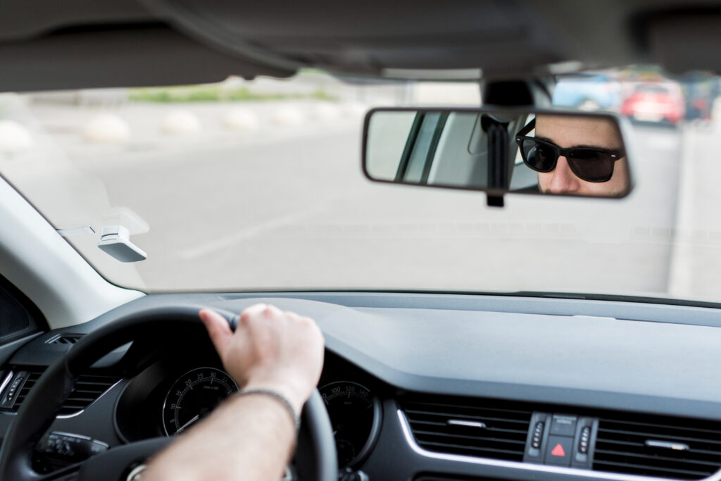 automobilio galinio vaizdo veidrodelis mygtukas ant veidrodelio