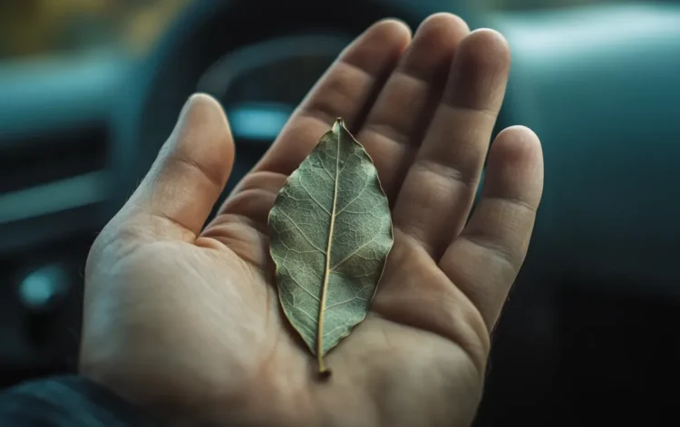 lauro lapai lauro lapas vyro rankoje automobilyje
