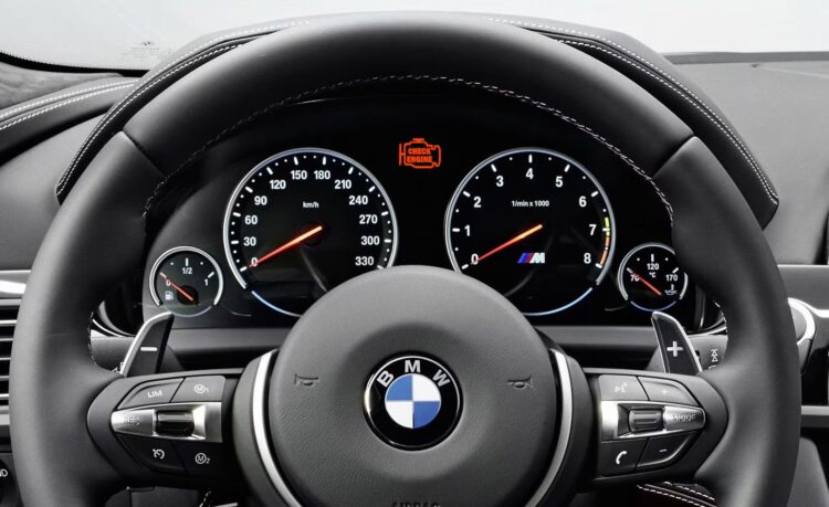 check engine lempute bmw automobilio prietaisu skydelyje