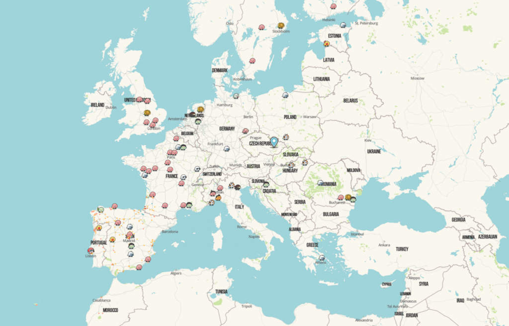 europos zemelapis gps detektoriai