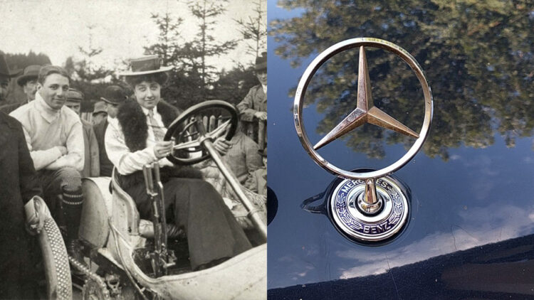 mercedes-jellinek-uz-automobilio-vairo-ir-mercedes-logotipas