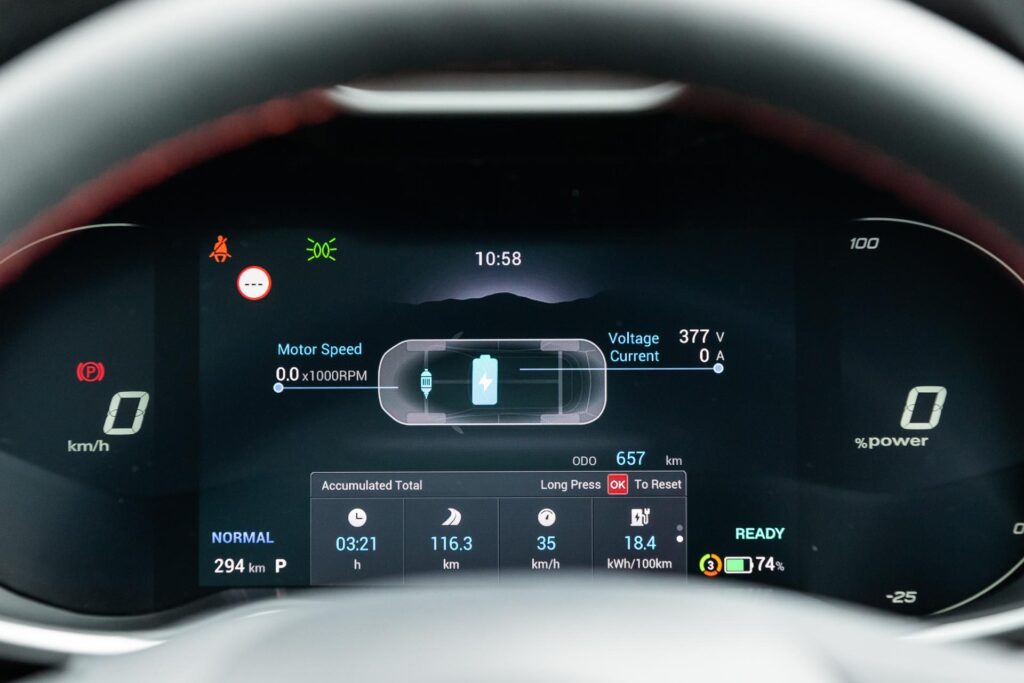 mg zs elektromobilio prietaisu skydelis