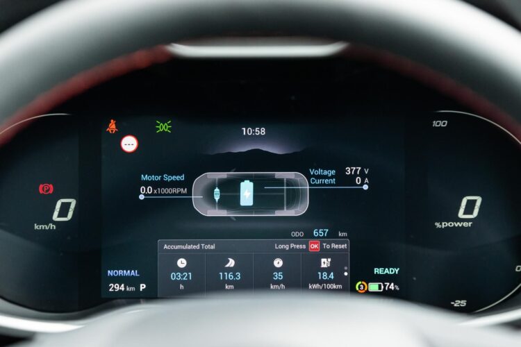 mg zs elektromobilio prietaisu skydelis