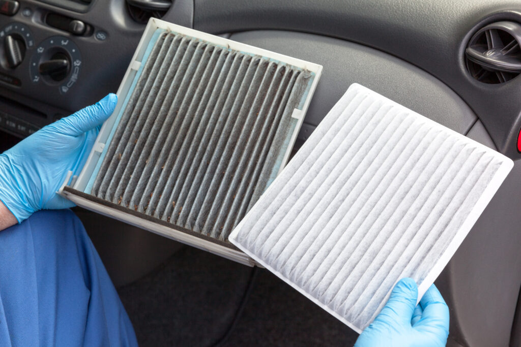 purvinas ir naujas svarus automobilio salono filtras
