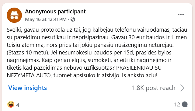 Bauda už telefoną ir teisės vairuoti atėmimas be įrodymų ar verta skųsti