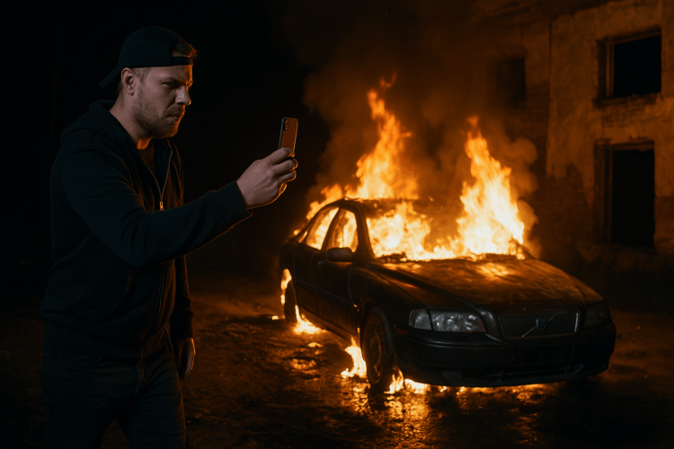 Vilniaus rajone vyras TikTok tiesioginėje transliacijoje padegė savo automobilį