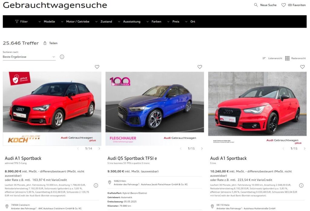 audi naudotu automobiliu internetinis puslapis