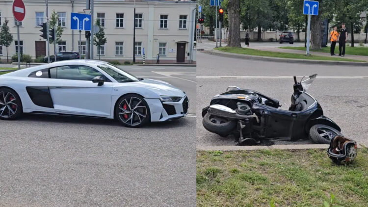 Avarija-Vilniuje-Audi-R8-susidūrė-su-motoroleriu-moteriai-lūžo-abi-kojos