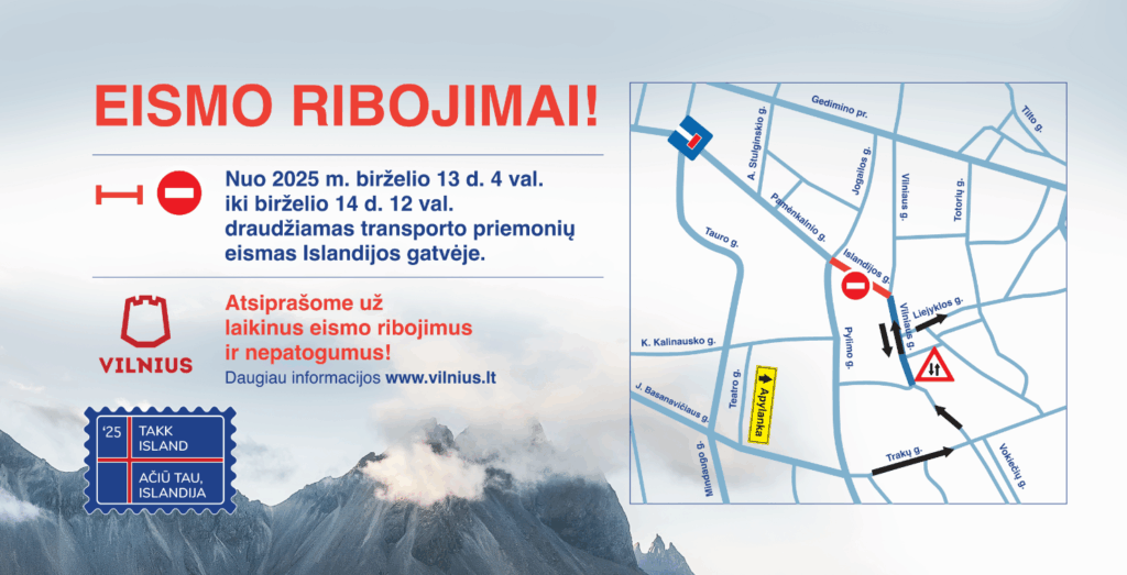 eismo ribojimai vilniuje birzelio 13-14 dienomis
