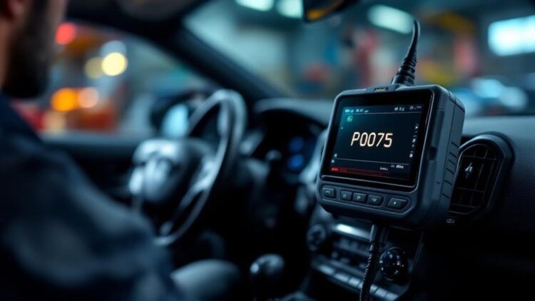 P0075 įsiurbimo vožtuvo valdymo elektromagnetinė grandinė