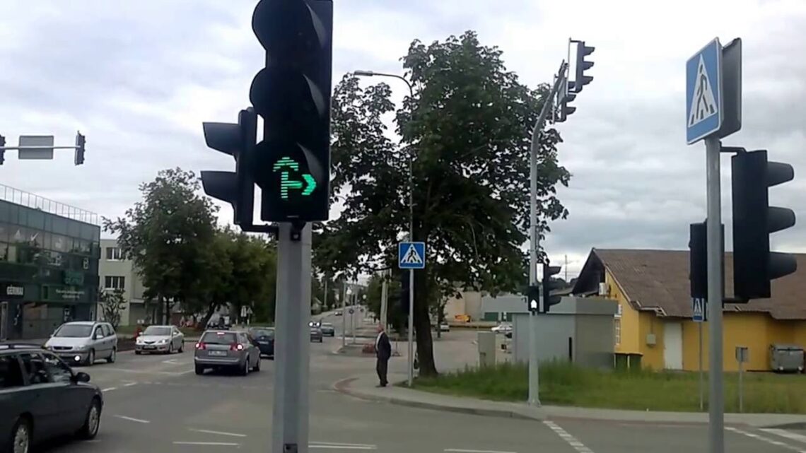 zalias sviesoforo signalas