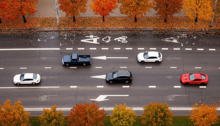 eismo juostos posukio juosta posukis automobiliai kelias medziai