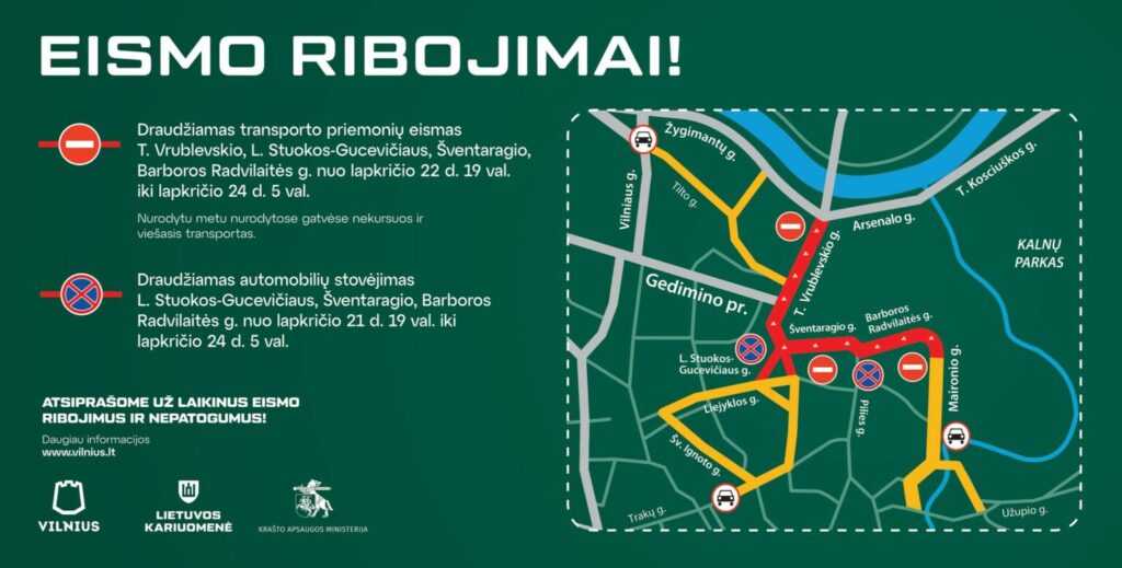 eismo ribojimai vilniuje lakpricio 23 kariuomenes paradas