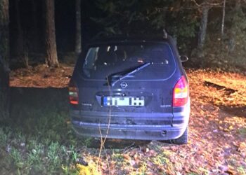 Miške paliktas automobilis su nelegalių rūkalų kroviniu