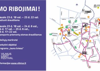 Šviesų festivalis Vilniuje naktį