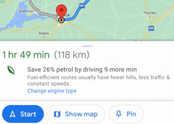 Žalias lapelis Google Maps kaip ši funkcija padeda taupyti degalus